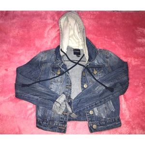 Distressed Jeans Jacket combo with Hoodie